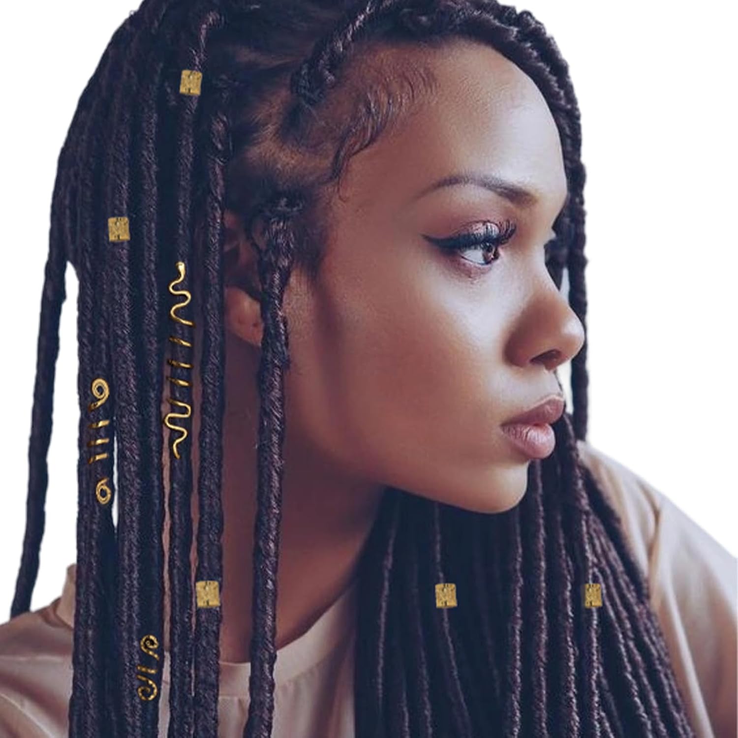 23Pcs Gold Hair Jewelry Set for Women: Loc Accessories, Hair Cuffs for Braids & Dreadlocks, Halloween Decoration image 2
