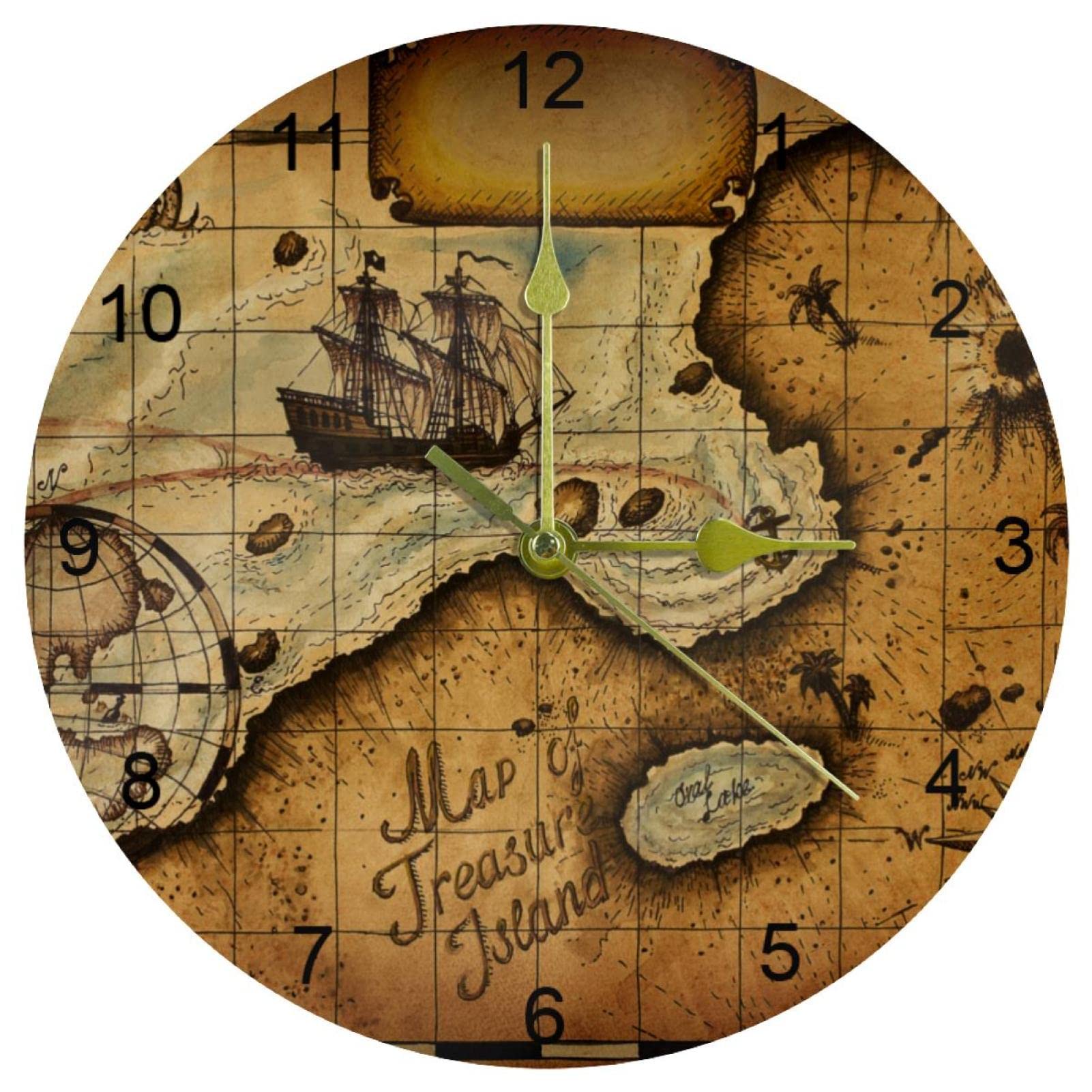 Horloge murale vintage 25,4 cm fonctionne avec piles avec chiffres arabes clairs