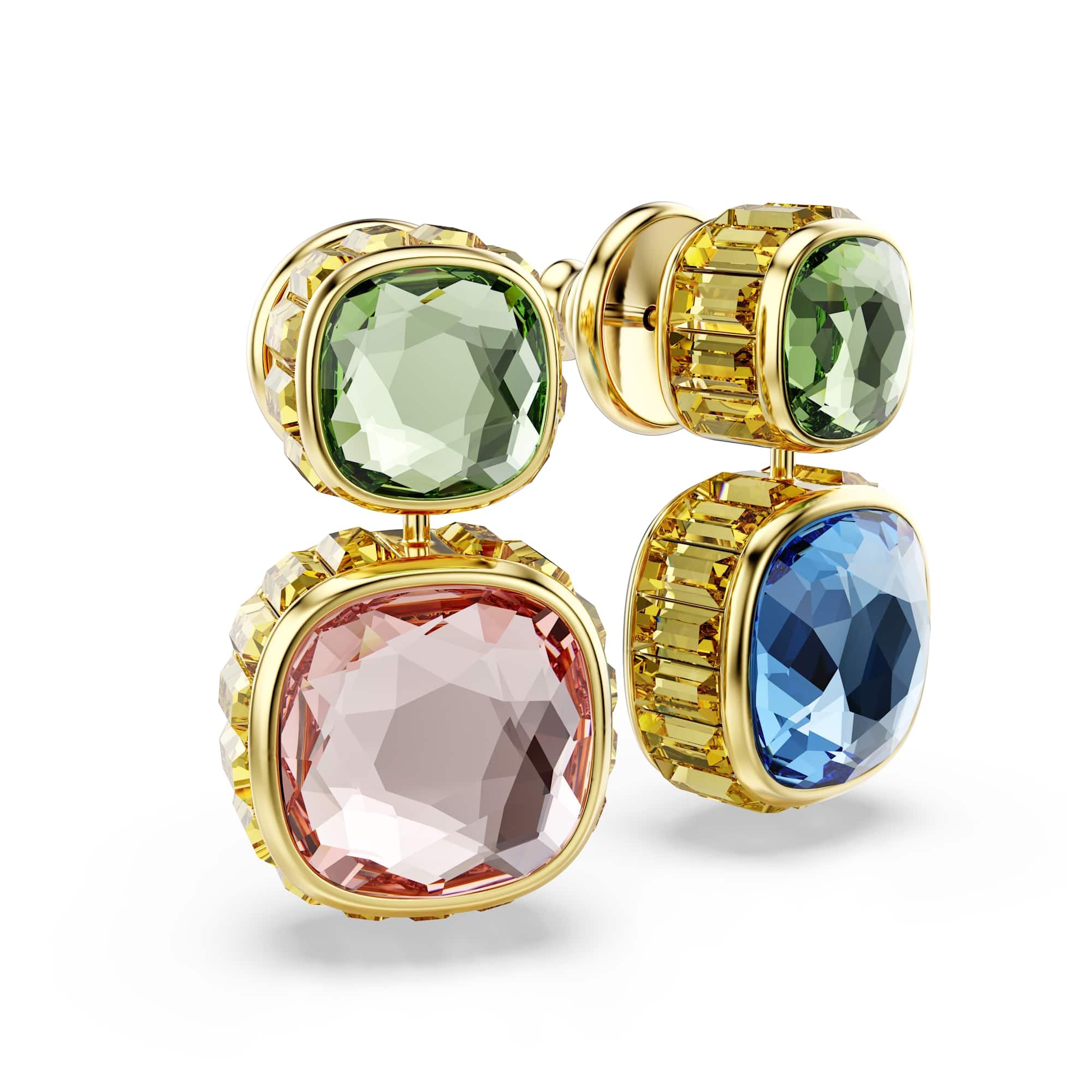 Swarovski Chroma Kolekcja, szlif poduszkowy, wielokolorowy, pokryty w odcieniu złota