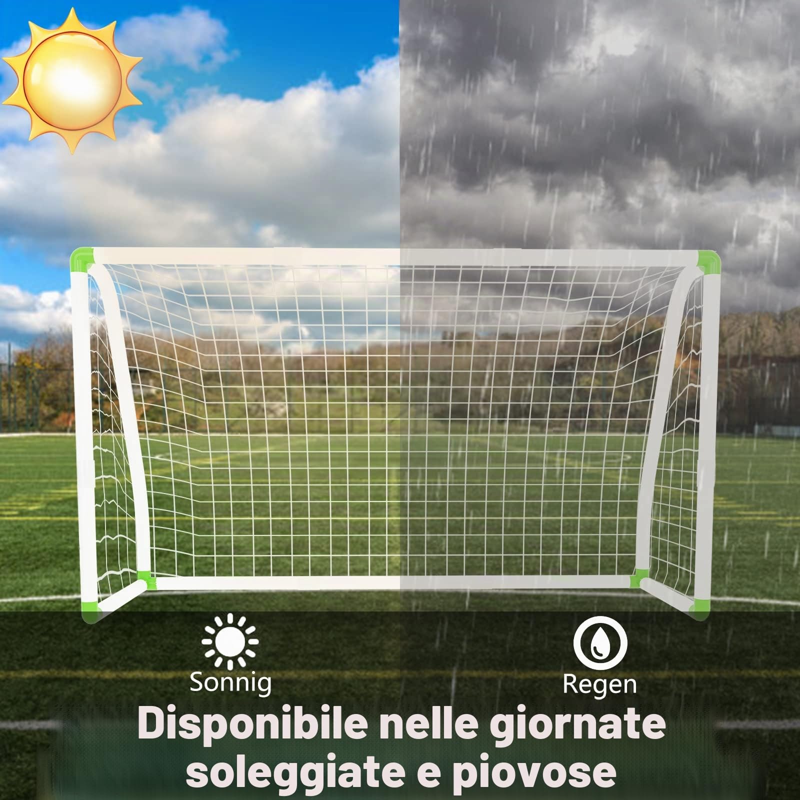 LZQ Porta da calcio con rete per bambini e adulti, resistente alle intemperie, adatta per giardino o club di calcio, 180 x 120 x 80 cm