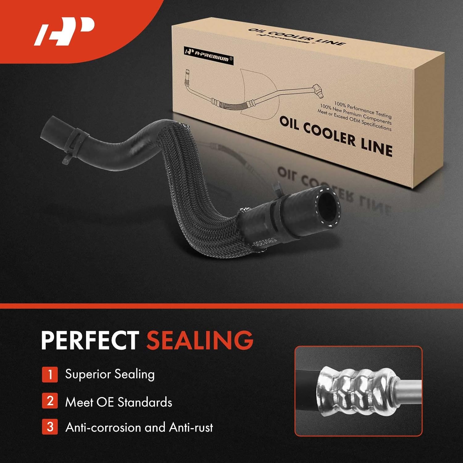 A-Premium Engine Oil Cooler Line Hose Assembly Compatible with Ford F-250 Super Duty F-350 Super Duty 2011-2019 6.7L