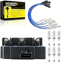 MOAUTO UF305 Ignition Coil + 6 Iridium Spark Plugs & Wires Kit for Chrysler Dodge Pacifica Town Country Voyager Grand Caravan Routan V6 3.3L - 56029098AA