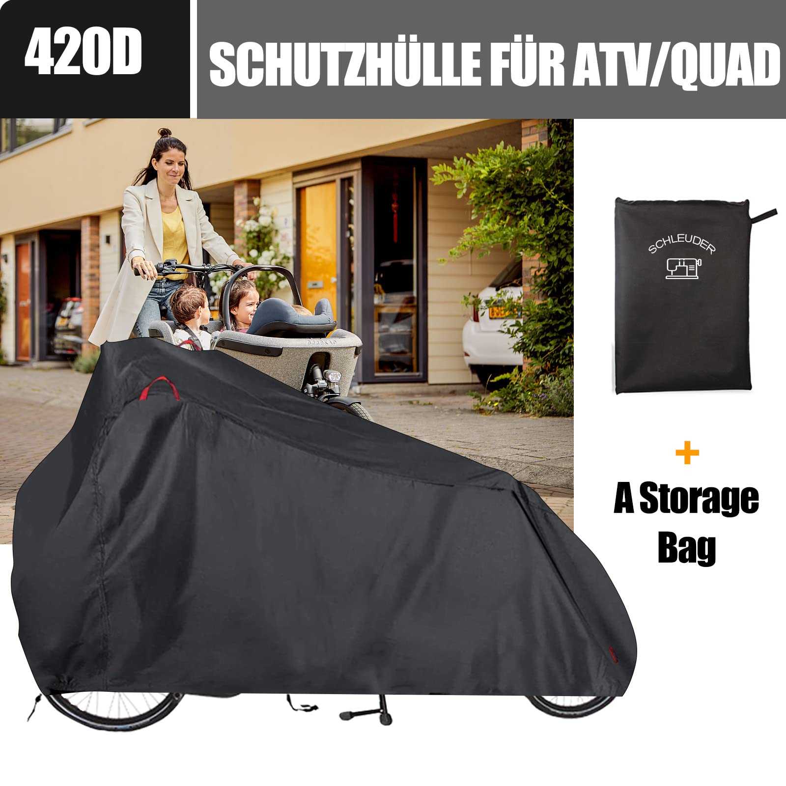 Bâche de protection pour vélo de chargement, en Oxford 420D, imperméable, résistante à l'hiver, à la poussière, à la pluie, aux UV