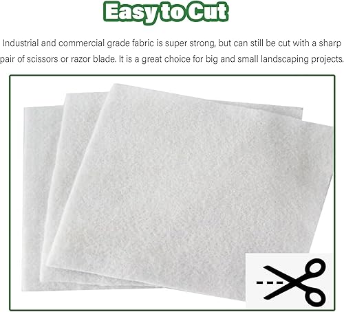 Miniatura 6 de 5oz Heavy Duty Non-Woven Geotextile Fabric for French Drain, Driveway, Soil Stabilization & Weed Control(White,2mx80m6.5ftx262ft)