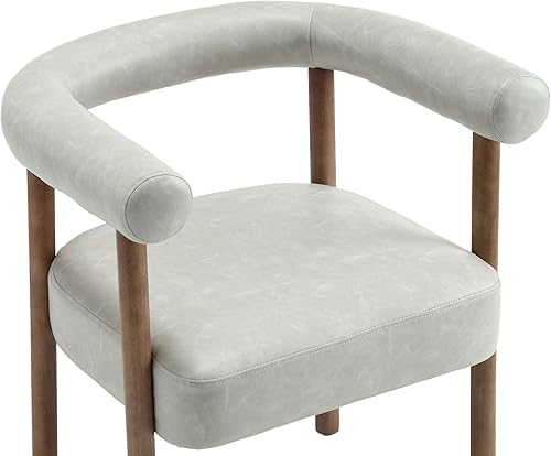 Miniatura 5 de VESCASA Upholstered Dining Chairs with Natural Brush Wood Legs, Faux Leather Mid-Century Modern PU Dining Chairs with Curve Padded Open Back for