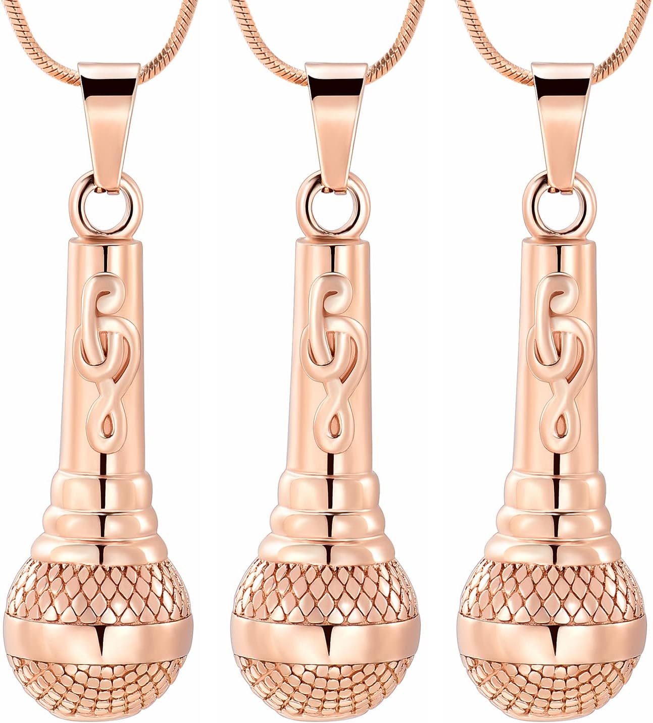 3Pcs Microphone Cremation Jewelry Urn Necklace for Ashes Stainless Steel Memorial Pendant Ashes Holder for Human Pet