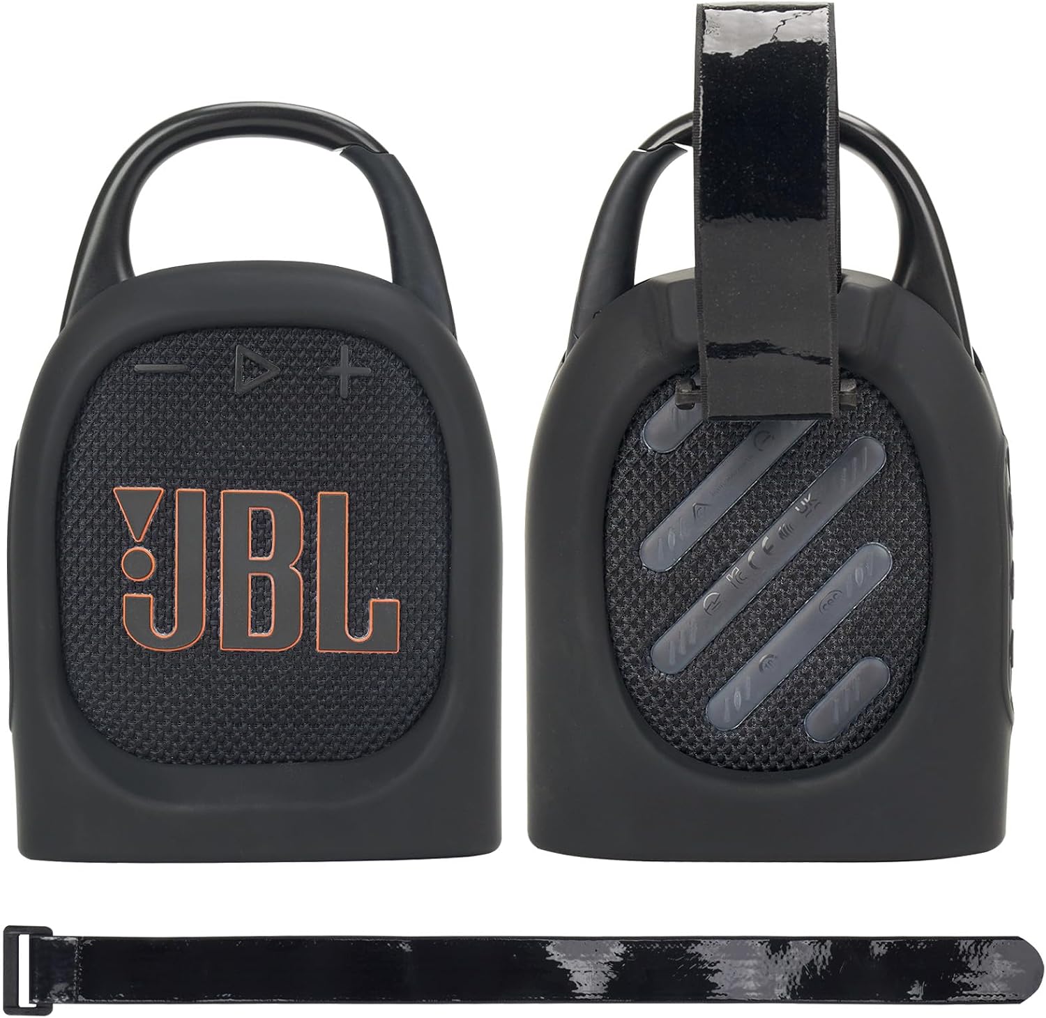 MGZNMTY Portable Silicone Case for JBL Clip 5 Ultra Bluetooth Speaker with Removable Strap for Boat Bike Golf Cart (Black)