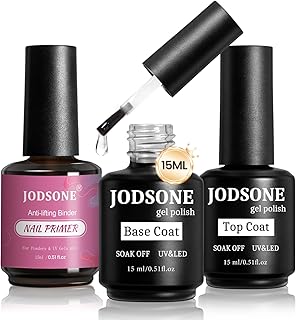 JODSONE 3 PCS Nail Primer Base Coat Top Coat with a capacity of 15ml Quick Curing Long Lasting