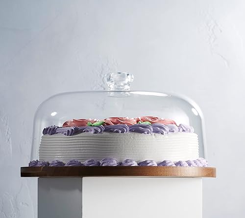 Miniatura 7 de Godinger Soporte para tartas, plato de servidor con cúpula, madera de acacia y tapa acrílica irrompible