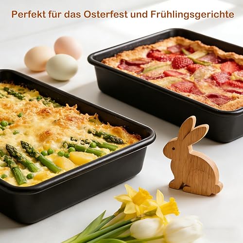 Miniatura 4 de Molde rectangular para tartas, juego de moldes profundos para hornear antiadherentes, 9/11/13 pulgadas, bandeja para hornear de grosor resistente