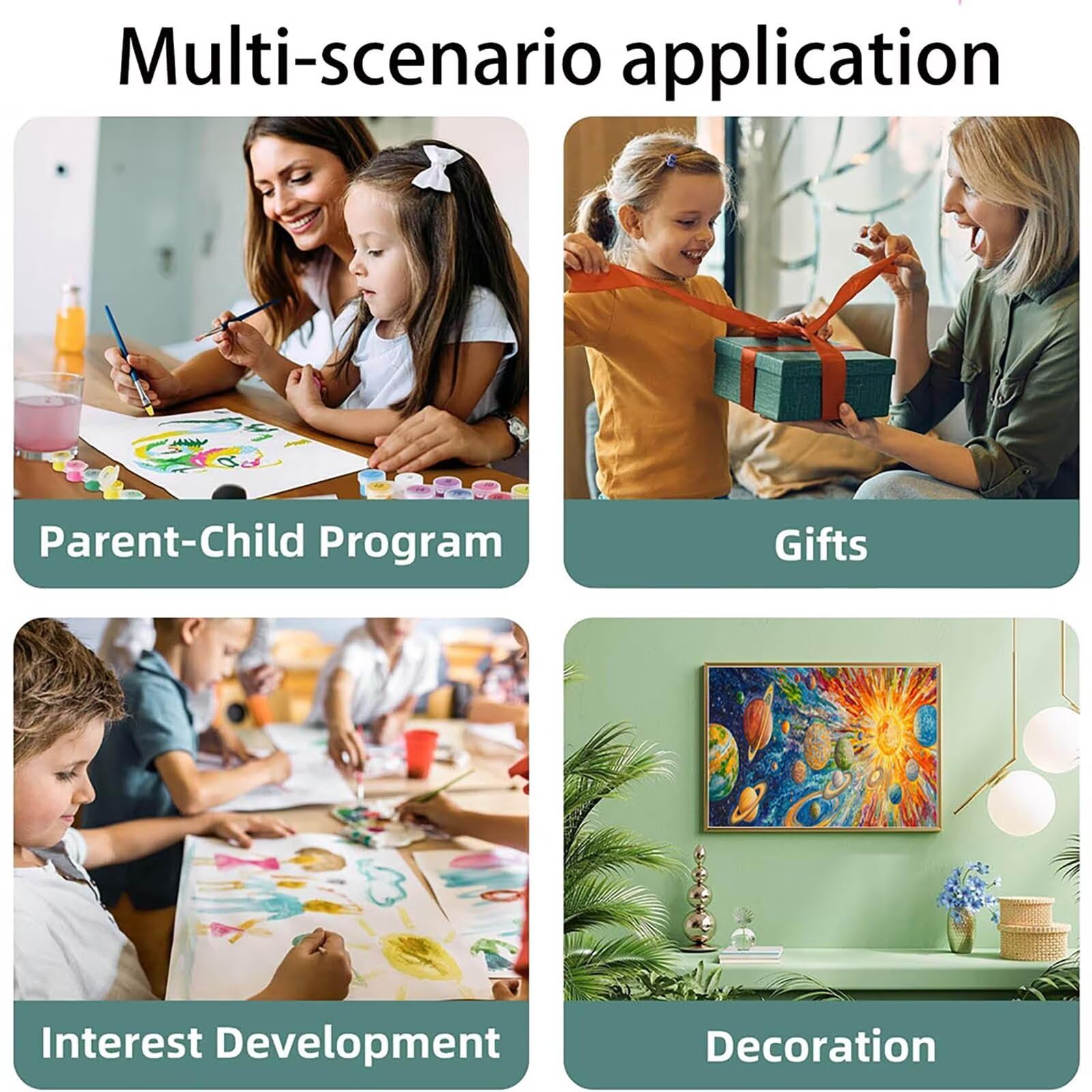Pintar por Numeros Adultos Galaxia, Pintar por Numeros Niños Kit Manualidades Adultos Sistema solar Cuadros para Pintar por Numeros Pintura Acrílico, Cuadros Decoracion Salon Modernos 80X160cm 7w-W-8