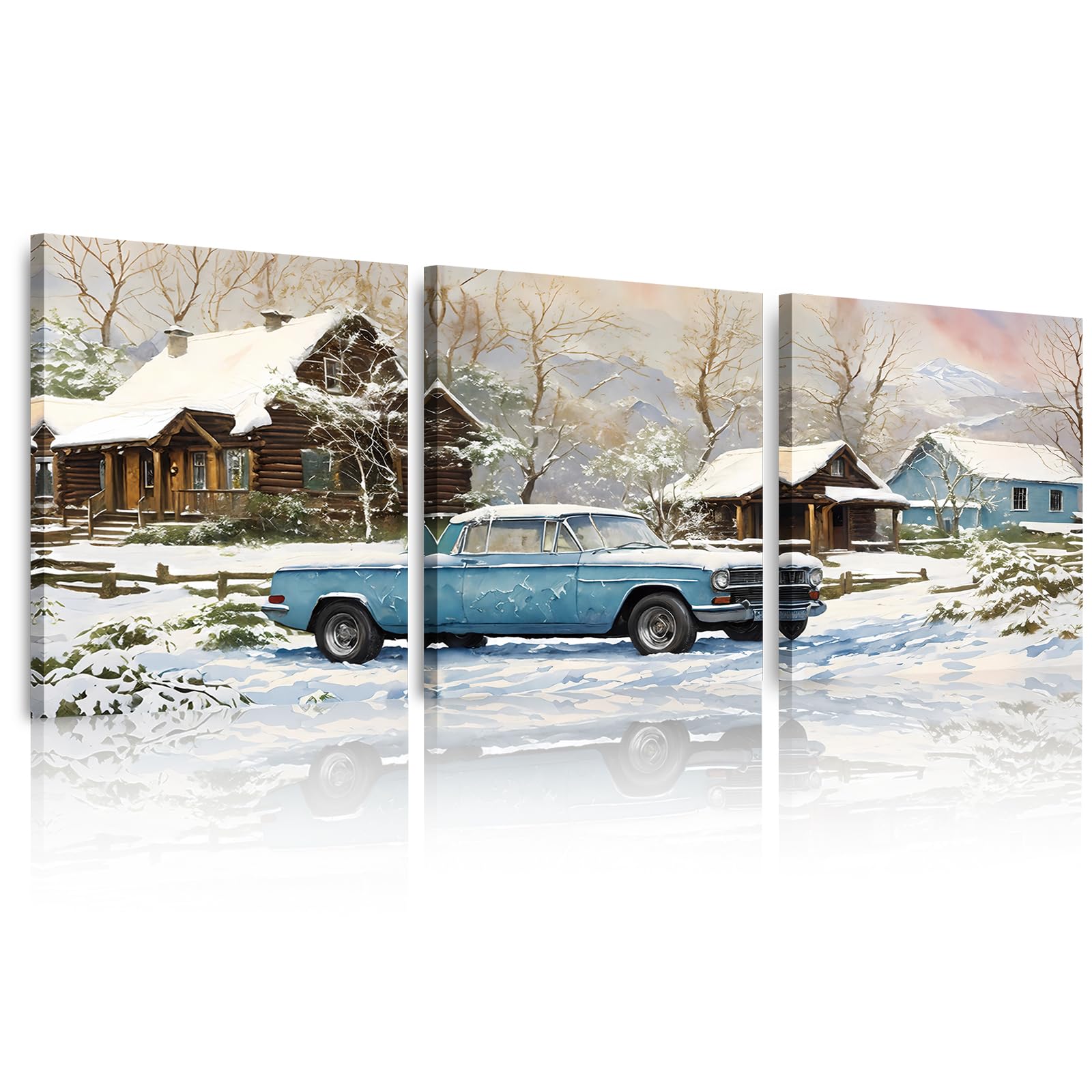 FIREFLY BUBBLE Farmhouse Canvas Wall Art Framed 3pcs 12x16 Rustic Windmill Barn Prints Farmhouse Style Living Room Dining