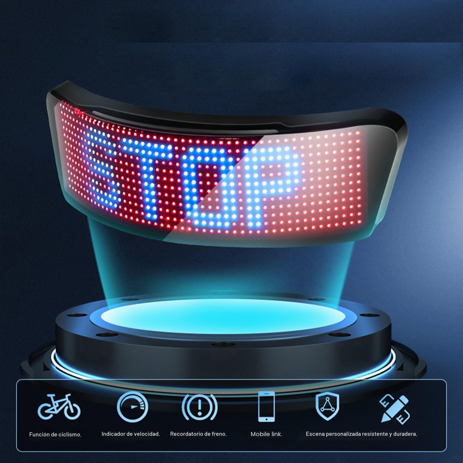 Lixada Pantalla LED de color completo para casco de bicicleta y motocicleta, sistema de intermitentes para bicicleta, luz de freno para bicicleta, pantalla de velocidad en tiempo real, conexión a APP