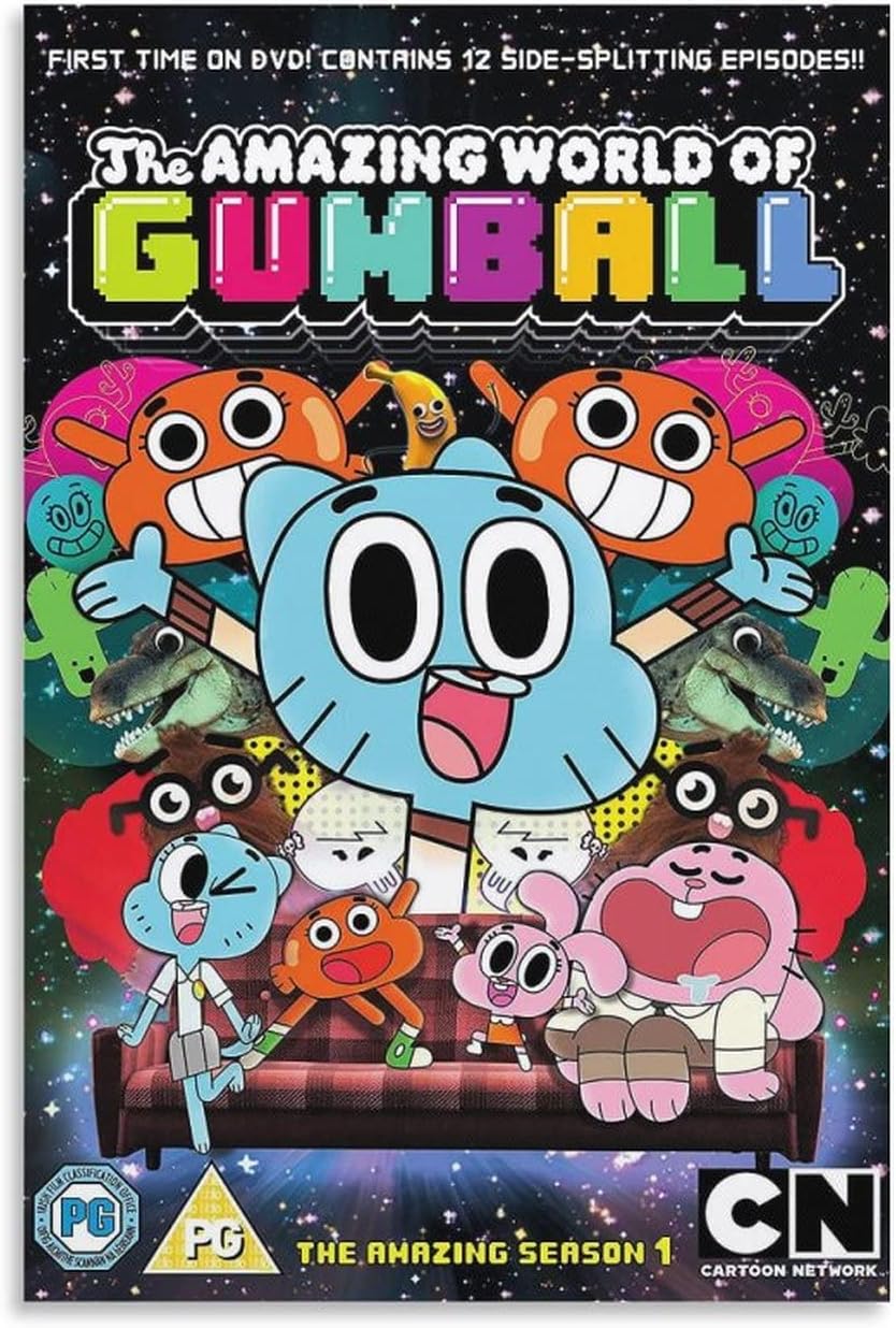 XUQI The Amazing World of Gumball Poster Anime UK Wall Art Picture Painting Poster Canvas Print Posters Artworks Bedroom Living Room Decor 12x18inch(30x45cm)