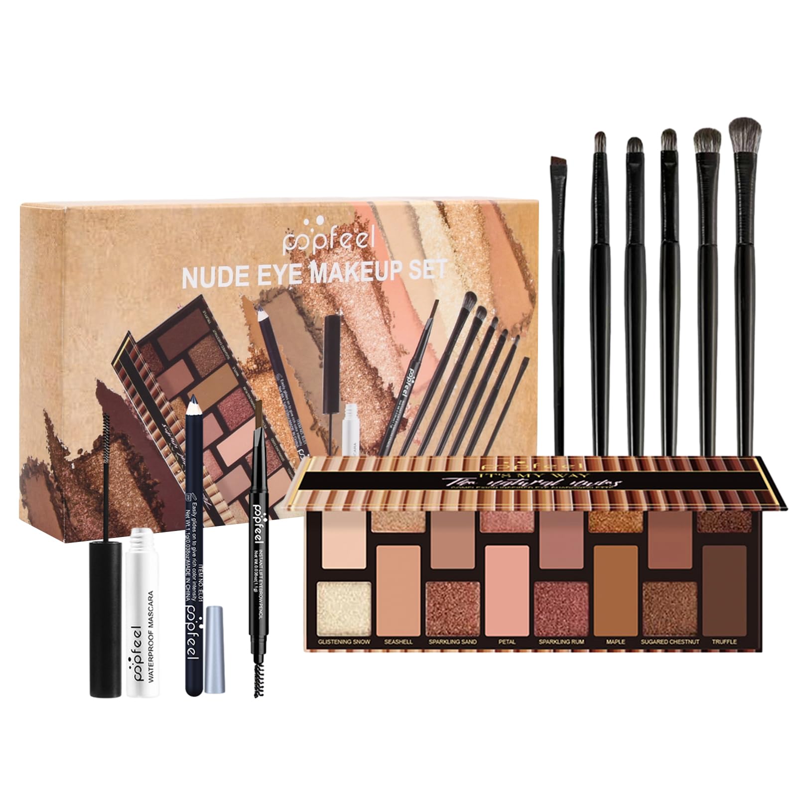 Professional Makeup Paleta Sombras Ojos, Paleta de Maquillaje Nude Nacarado, 16 Colores Profesionales Cosméticos Ojos, Pigmentos Compactos, Sombra Ojos Brillantes y Mate Shimmer Glitter Monoi (A)