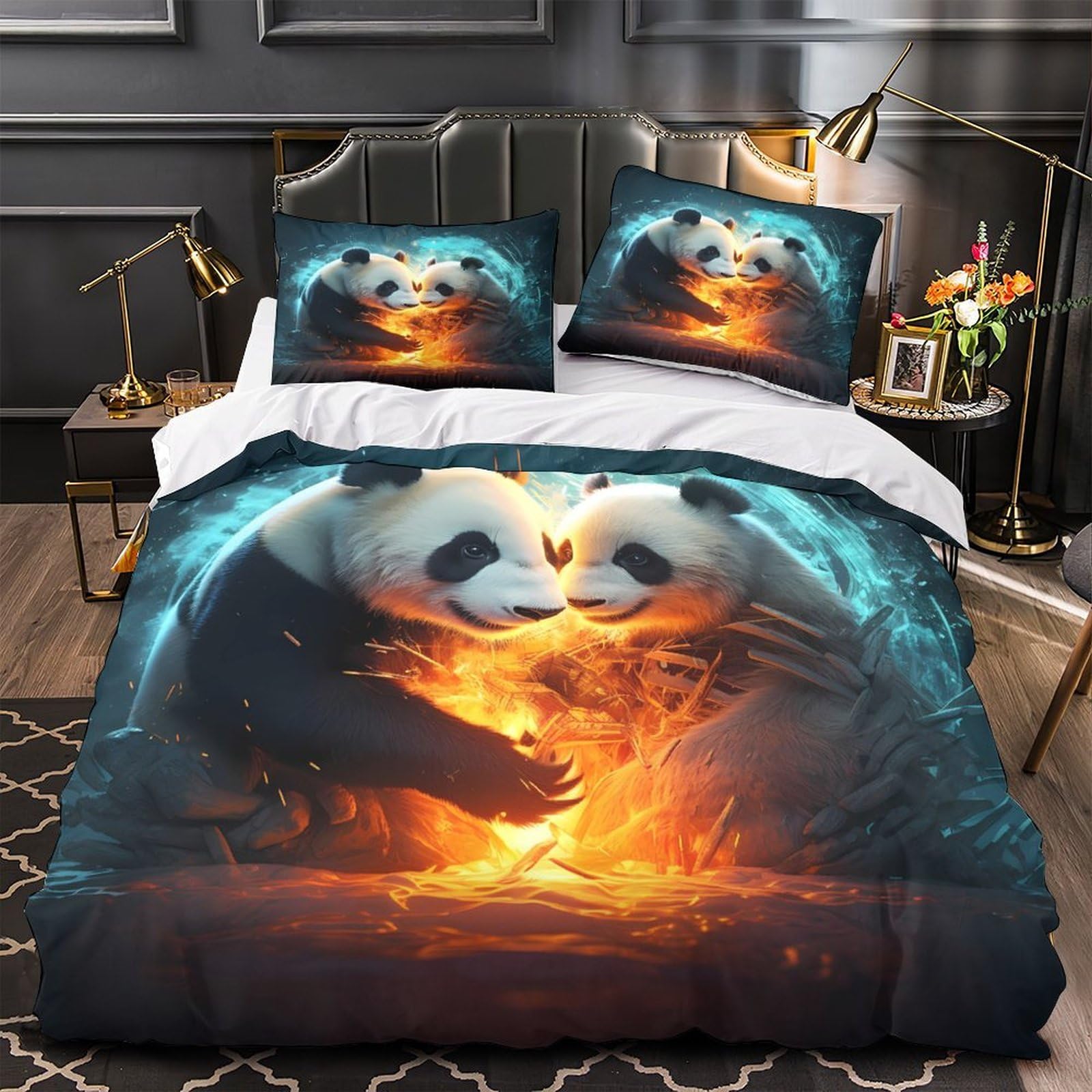 Parure de lit 200x200cm housse de couette imprimé chat 3D ado et enfants