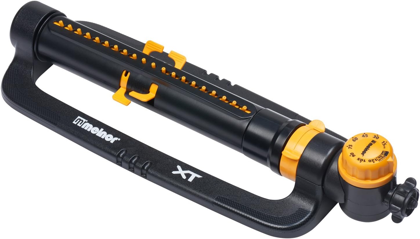 Melnor XT Turbo Oscillating Sprinkler with One Touch Width Control and Watering Timer, Waters up to 3,900 sq.ft.