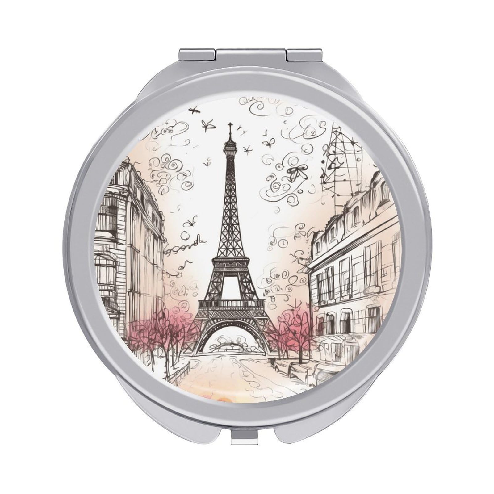 VstaDank French Paris Tour Eiffel Tower Travel Makeup Mirror 2 X /1 X Magnifying Mini Vintage Pocket Mirror for Purse Small Portable Folding Small Round Mirrors Portable Vanity Mirrors for Women