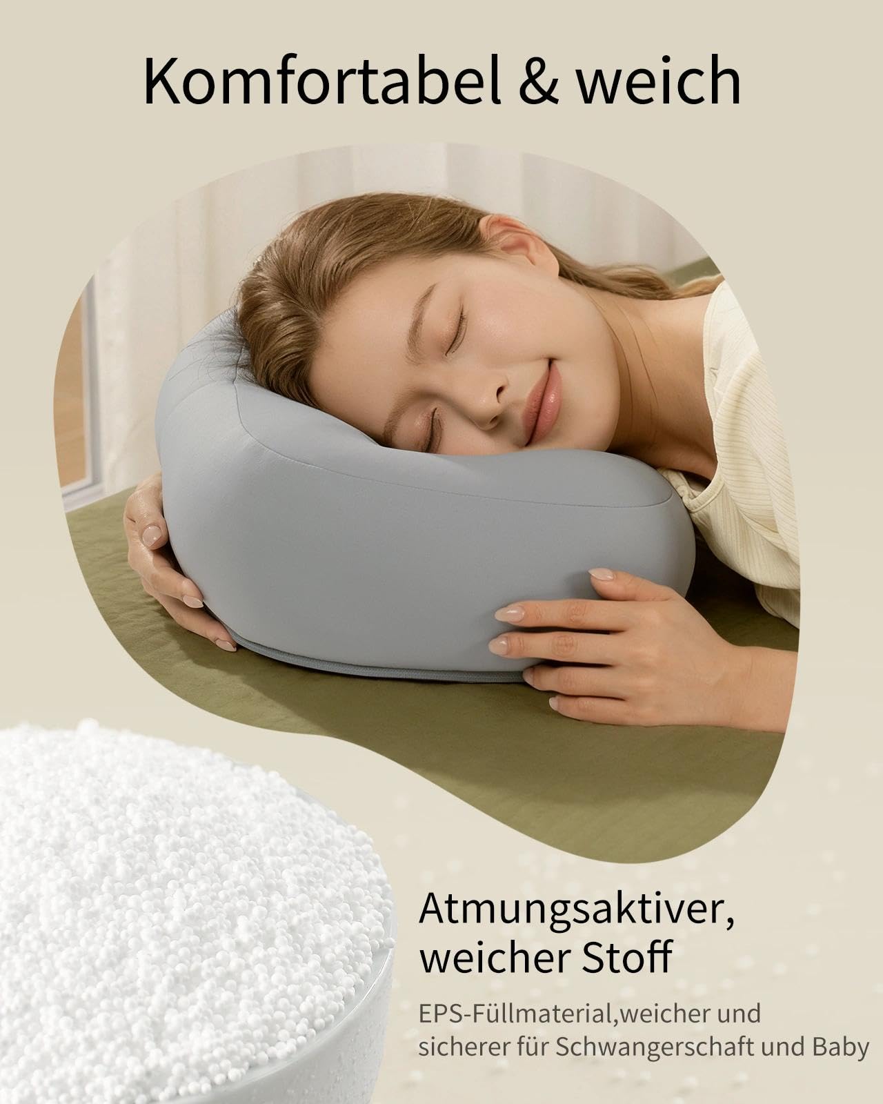 SAIJI Supporto per cuscino per tablet da letto regolabile per iPad con ciotola per snack di qualità alimentare, accessorio per bambini da 4,7 a 15,6 pollici, smartphone, tablet, grigio