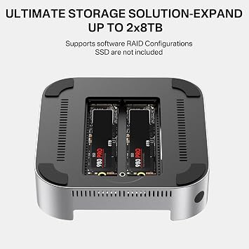 ACASIS Mac mini M4 Dock & Stand with Dual-Bay NVMe SSD Enclosure, Aluminum HDMI Hub for Mac mini M4 and M4 Pro 2024, 4K60Hz HDMI, 4 X 10G USB A, PD 30W, SD/TF, Support SSD B+M M-Key
