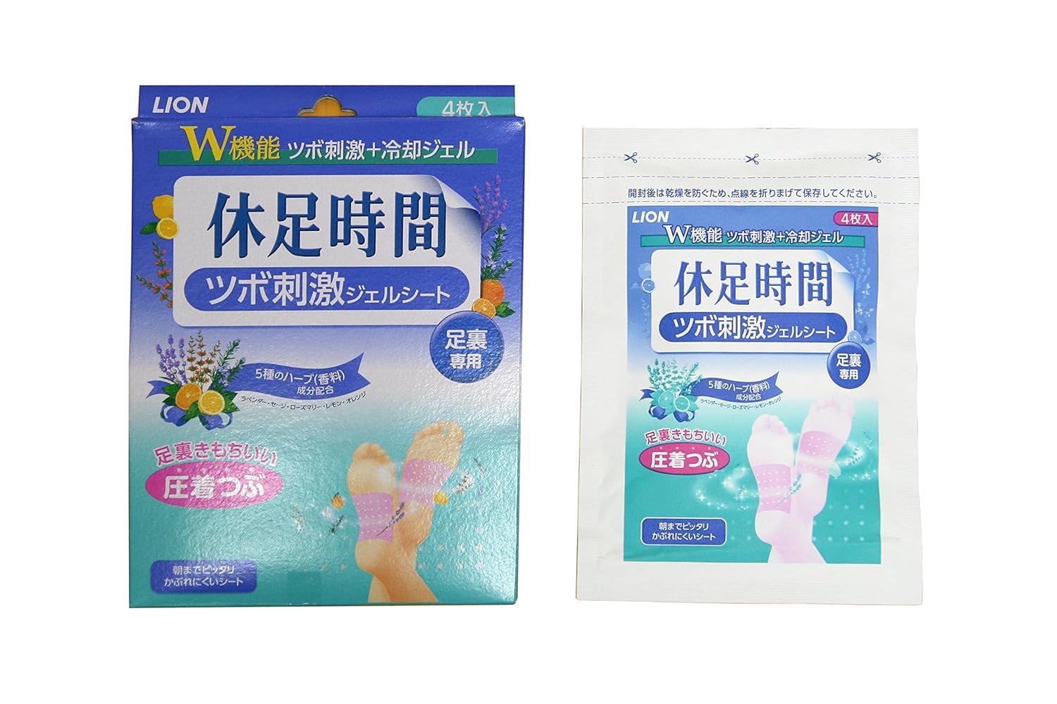 Lion Kyusoku Jikan Foot Cooling Patch – Herbal Gel Sheets for Relaxation & Comfort (3 Sets, 12 Sheets Total)
