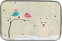 Vista 77 de Caroline's Treasures BB2508DDM - Tapete de secado de platos de perro de montaña bernés con regalos de Navidad entre amigos, tapete absorbente