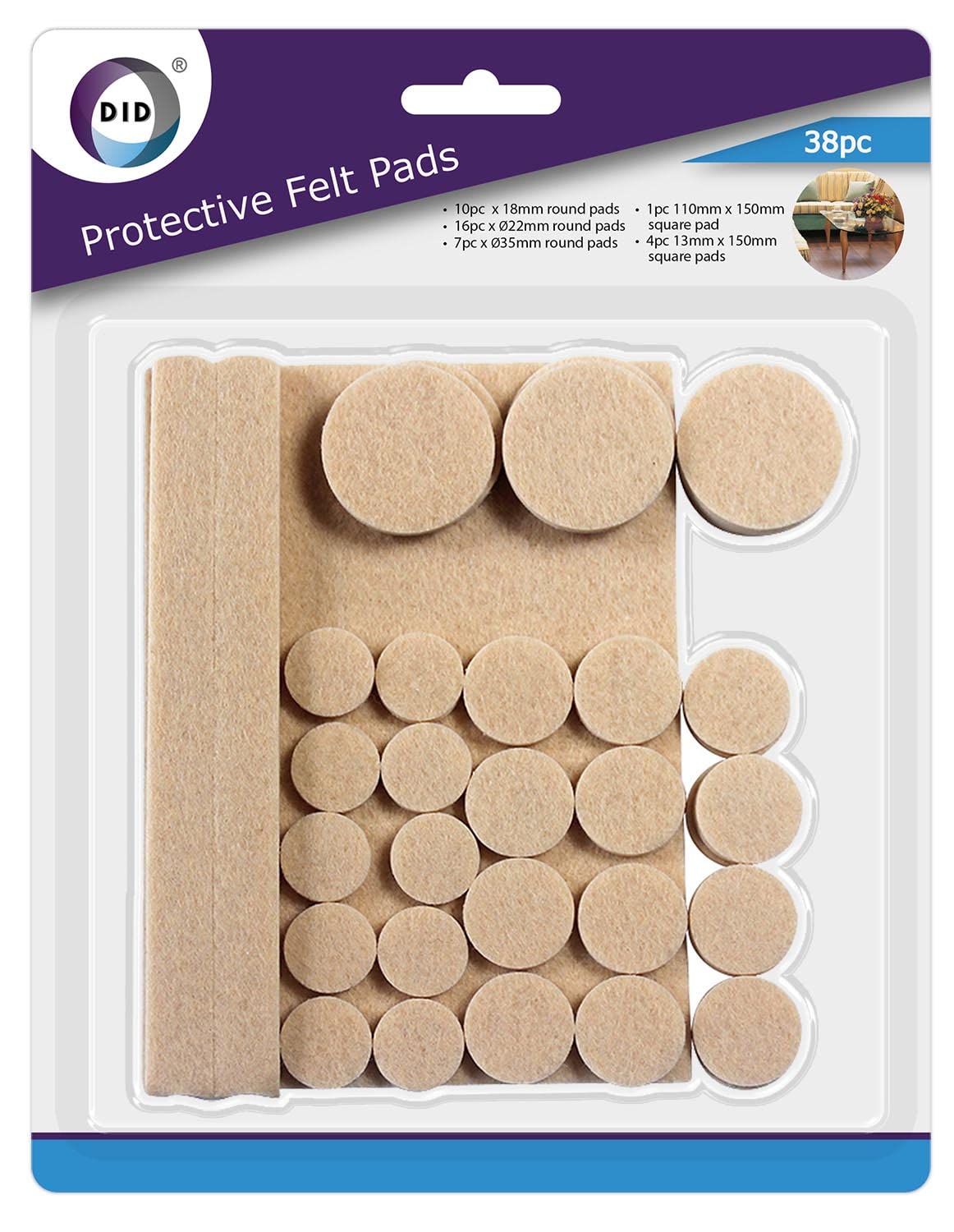 Did Wood Tone 38Pc Protective Felt Pads Large Heavy Duty Felt Pads Self Adhesive Sticky Wood Floor Furniture Protection