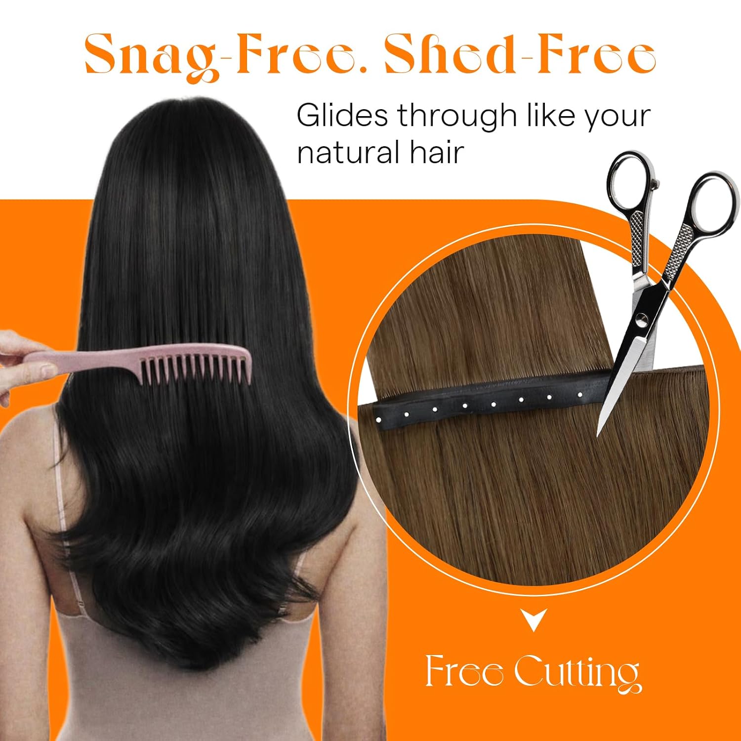 Sunny Hair Butterfly Genius Weft Hair Extensions 24 Inch PU Weft Hair Extensions with Hole Breathable Color 8 Light Brown Blend Just Like Your Own Hair for Wedding 100G