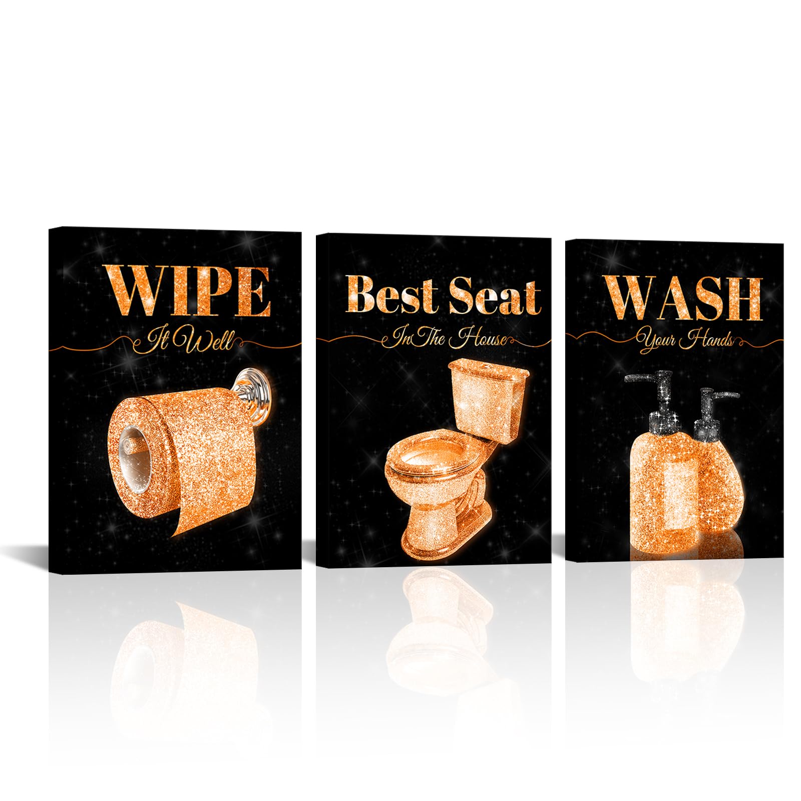 FuShvre Orange Bathroom Wall Art Glam Bathroom