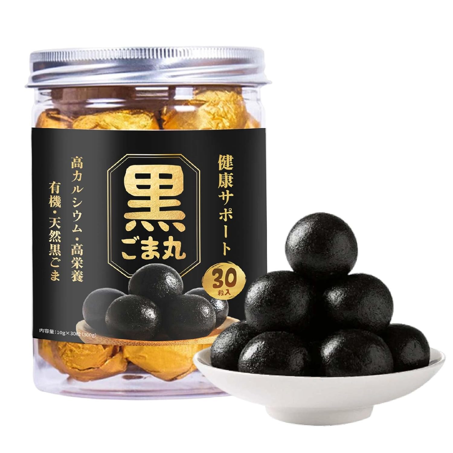 LIVEEN Black Sesame Ball Handmade10.6oz (30 counts) | Black sesame Snacks | Black Rice Honey Walnuts Almonds | Hair Support | 30 counts [300g]