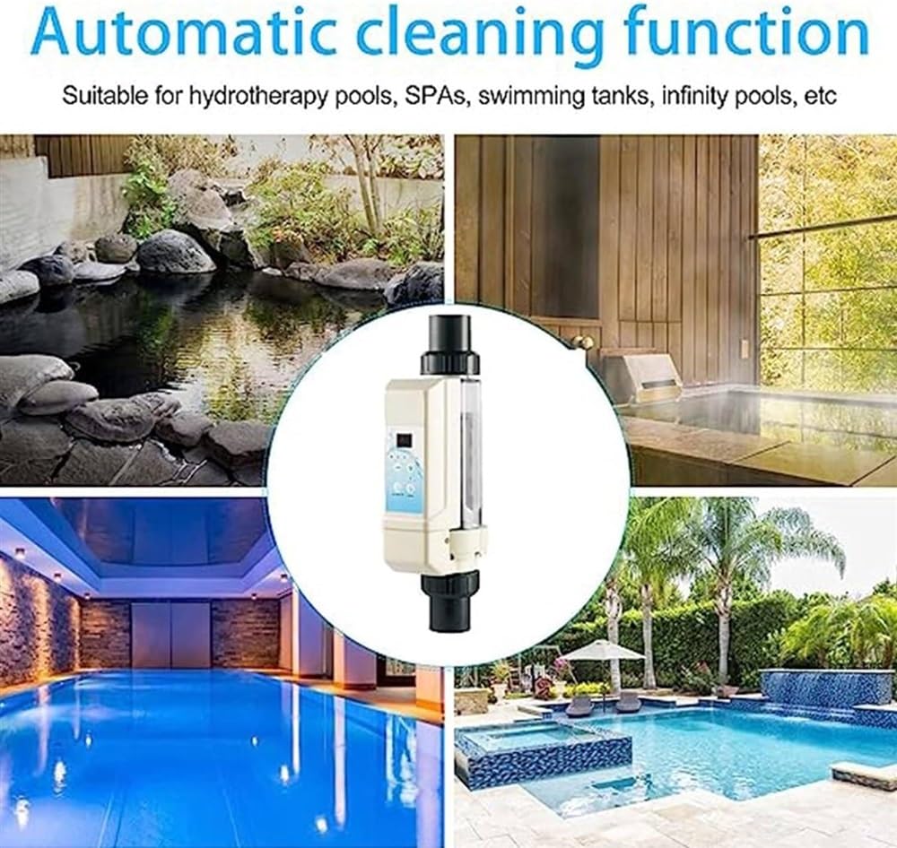 Clorador de agua salada, 8/12/16/20 g/H Limpieza automática Sistema generador de cloro for piscina de agua salada, Operación simple Piscina 10-40 ℃ Protección de temperatura del agua Clorador generado