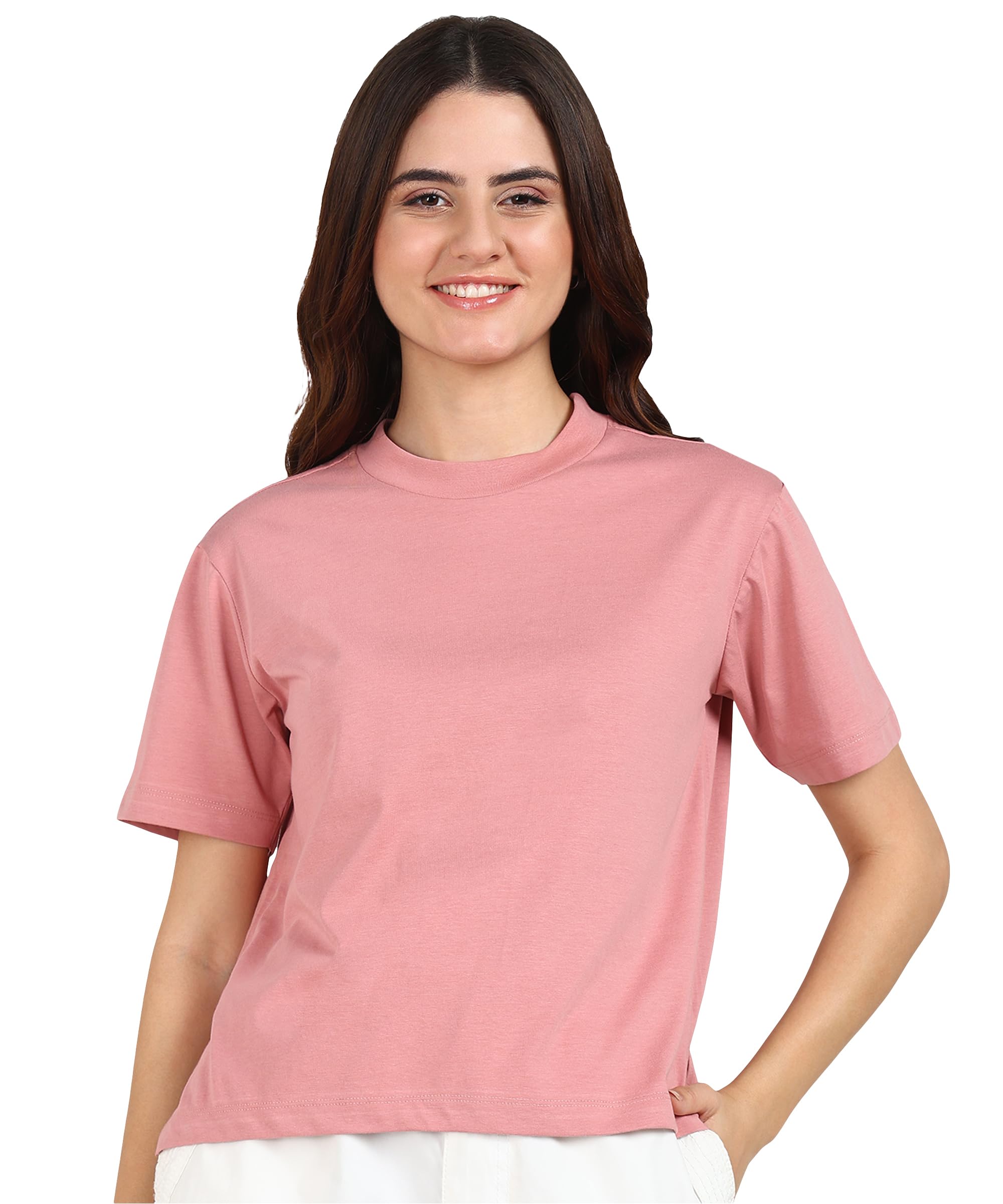 alan jones clothing Alan Jones Women's Relaxed Fit Side Slit Cotton Short Sleeve T-Shirt-picture-22