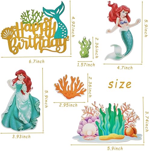 Miniatura 2 de Decoración de pastel de dibujos animados, decoración de pastel de princesa, fiesta de cumpleaños, temática marina, decoración de pasteles para