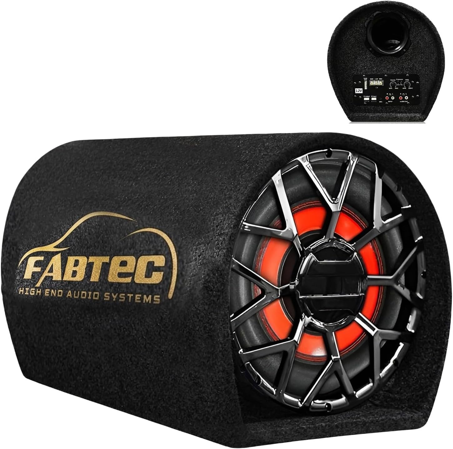 10 Inch Active Super Bass Tube Subwoofer for Car with Inbuilt Amplifier 4800W (Grey)