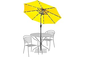 7 ft Patio Umbrella 24 LED Lighted Outdoor Table Umbrella in Yellow
