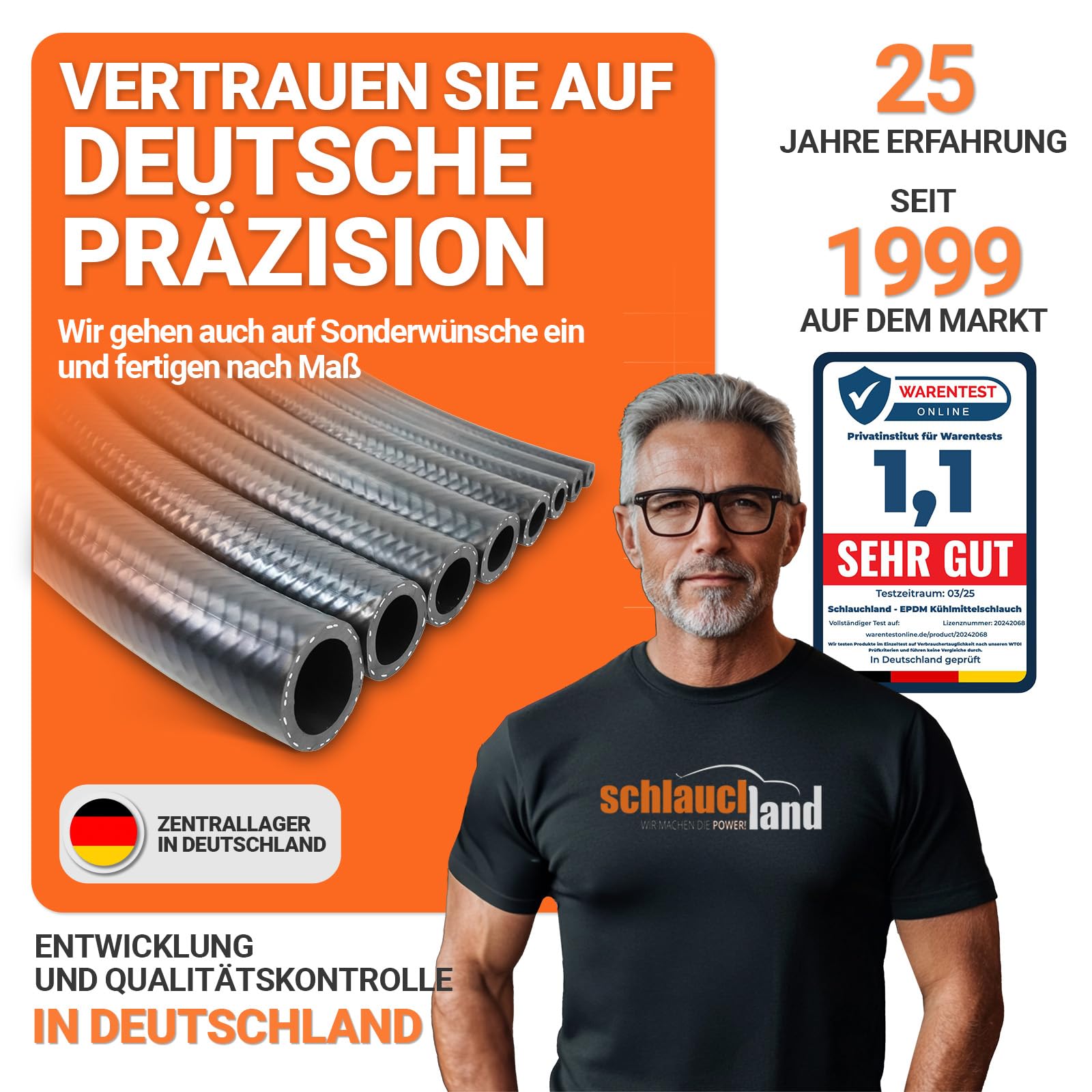 20m EPDM SCHLAUCH Kühlmittelschlauch Ø 4 x 10 mm Kühlerschlauch Kühlwasserschlauch 130°C | GROSSE AUSWAHL | DIN 73411 Gewebe-verstärkt Bremsflüssigkeit Gummi-Schlauch Heisswasser | PREMIUM