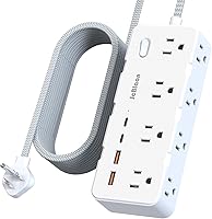 Vista 1 de Power Strip Surge Protector - Multi Plug Outlet Adapter with 8 Widely Outlets & 4 USB Ports (2 USB-C), 5FT Extension Cord 45 ° Ultra Thin Flat Plug