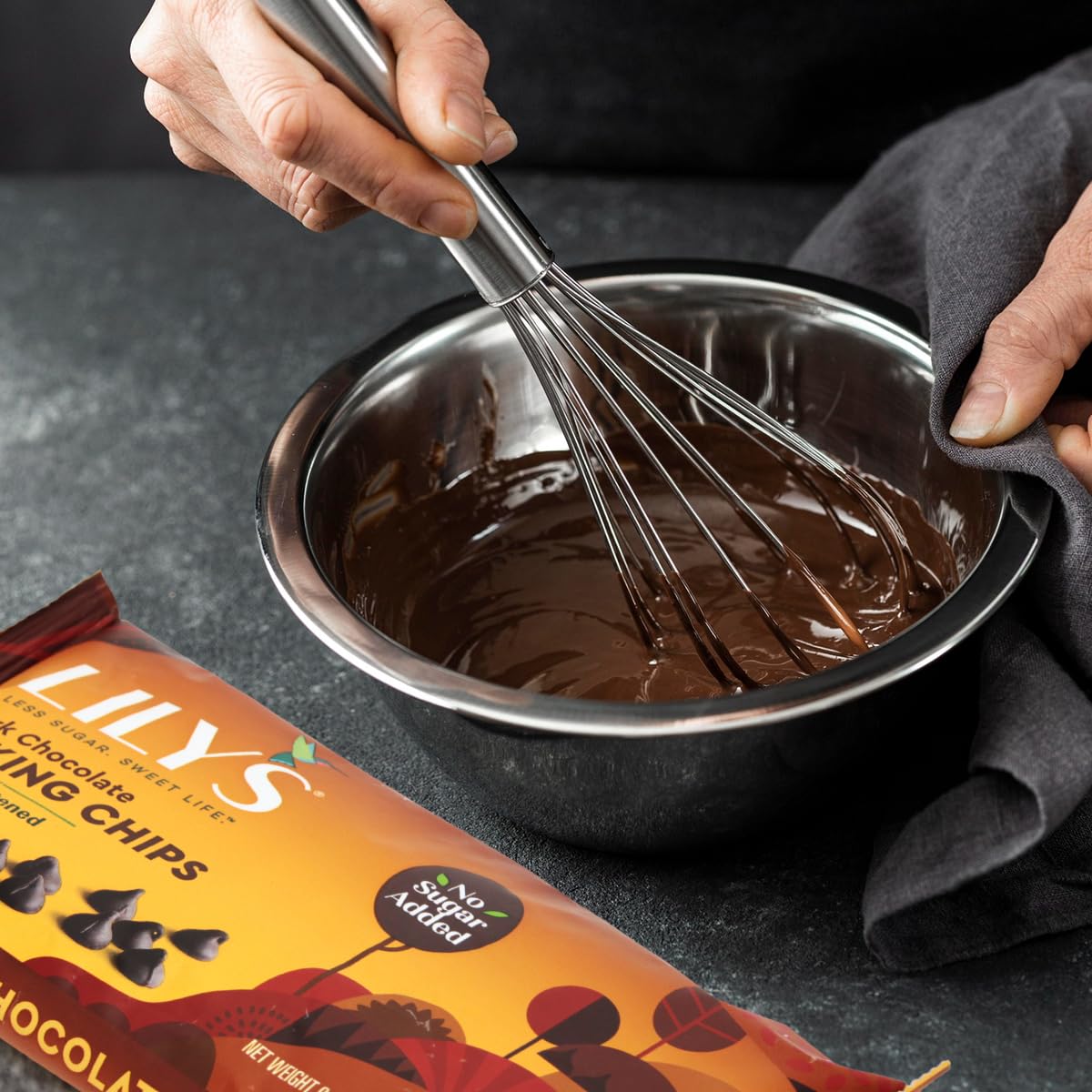 Sugar-Free Dark Chocolate Chips for Baking, 2 Bags of Lily's Baking Chips 9oz Each, Delicious Baking Chips Without the Sugar, Perfect Dark Chocolate Chips for Keto and Diabetic-Friendly Recipes