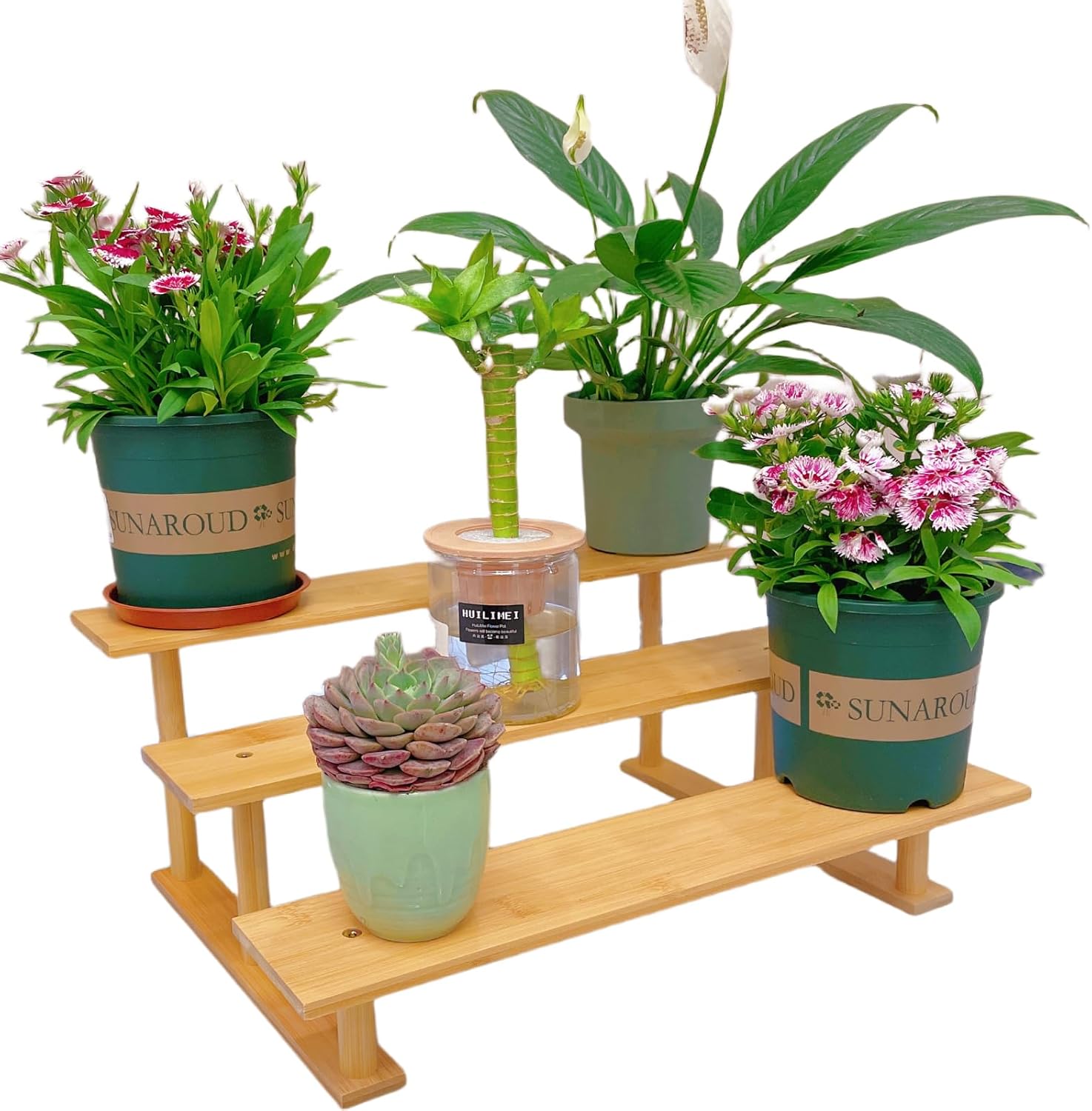 Amazon.com: QruiLanTu Three-Tier Bamboo Succulent Window Sill Stand ...