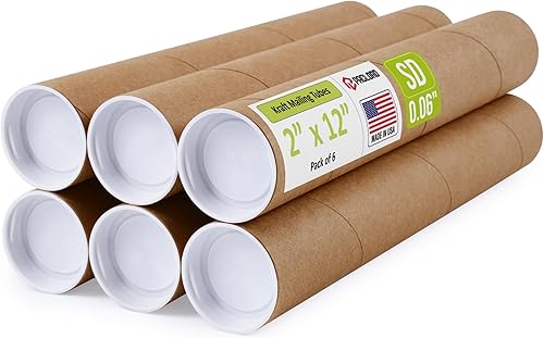 Miniatura 26 de Tubo de correo de papel kraft reforzado de 2 x 36 pulgadas, paquete de 1 tubo con 2 tapas, tubo seguro aprobado por USPS para pósteres, tubo