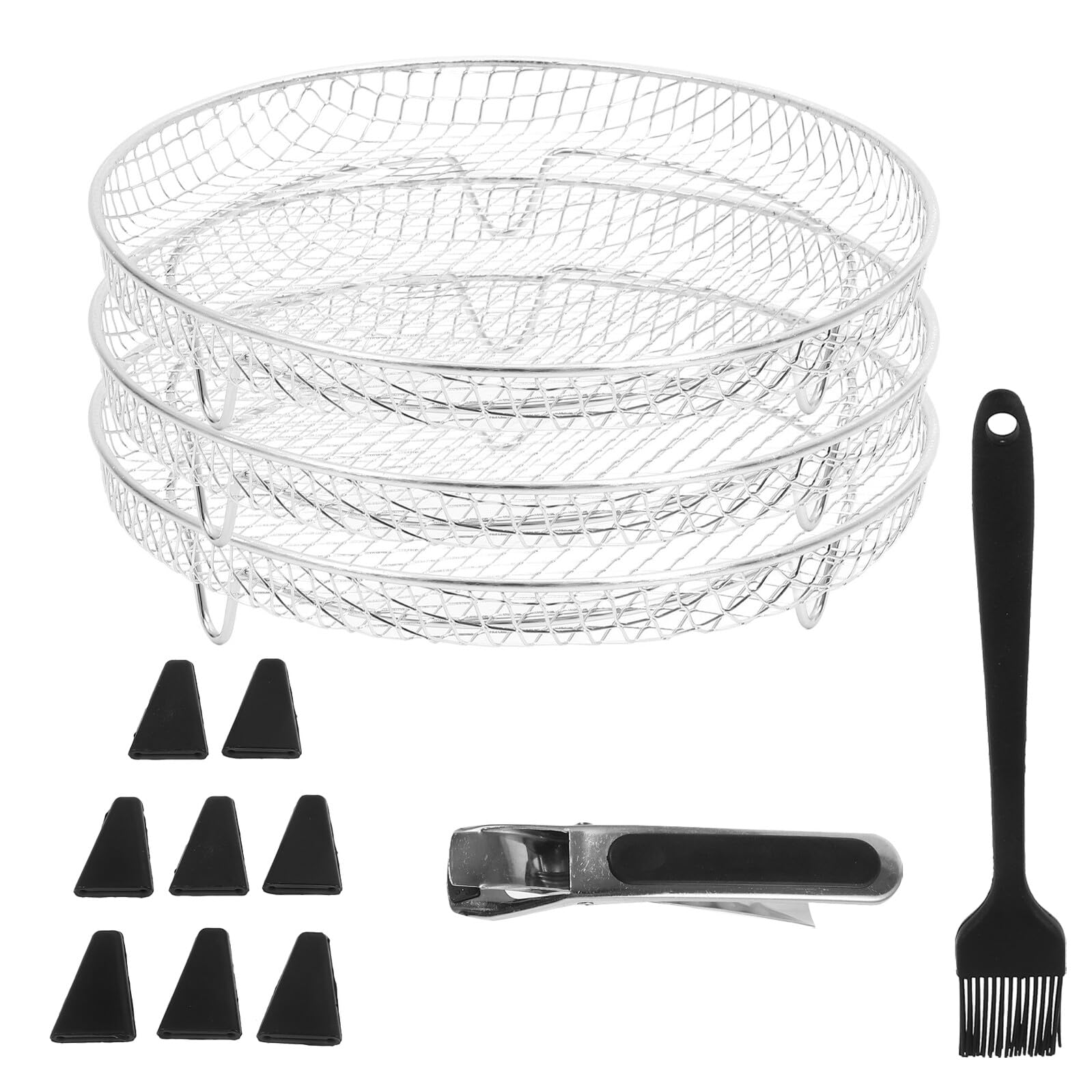 Support Empilable en Acier Inoxydable 20 CM avec Grille Ronde Multicouche pour Friteuse