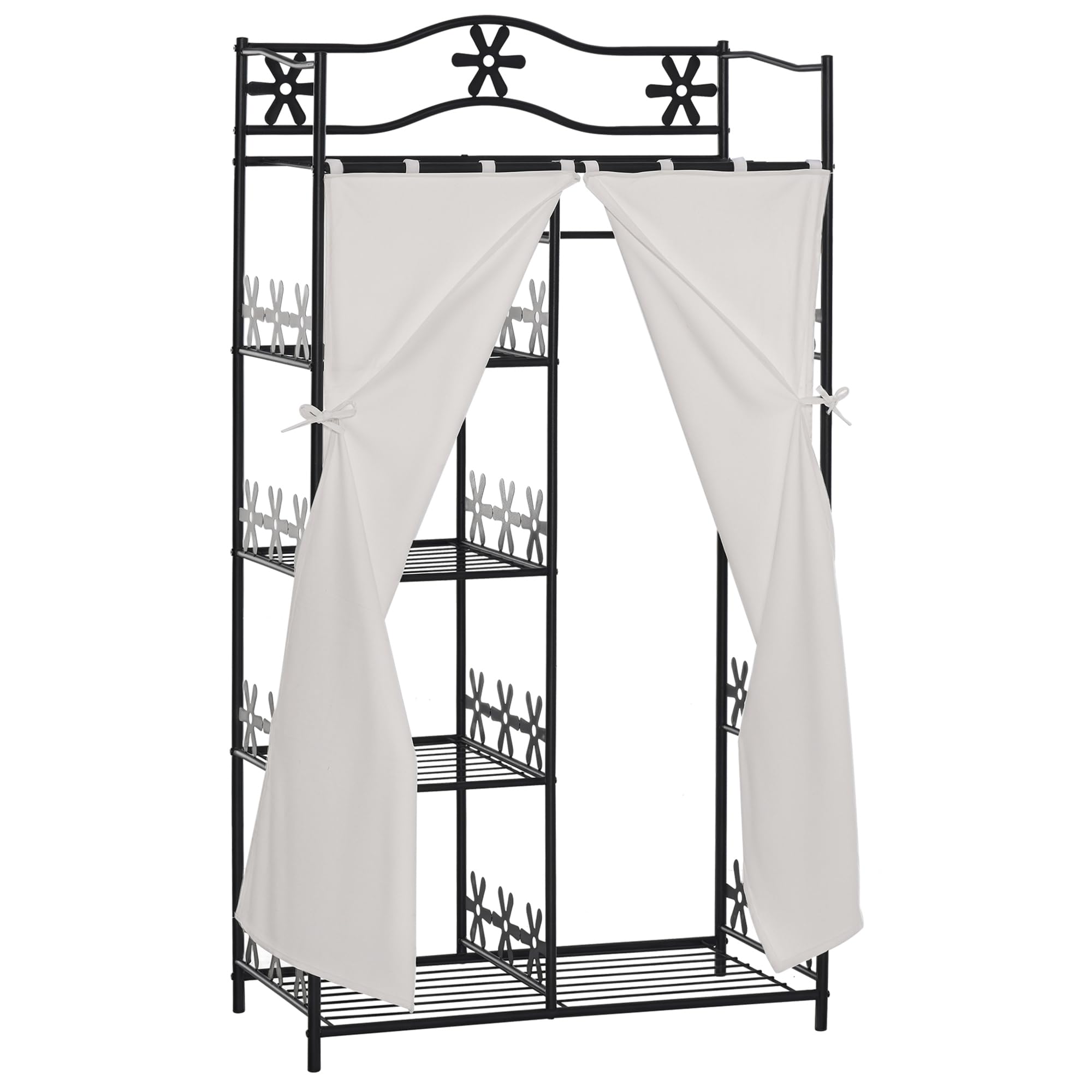 HOMCOM Armario con Cortinas 84x42x159 cm Negro