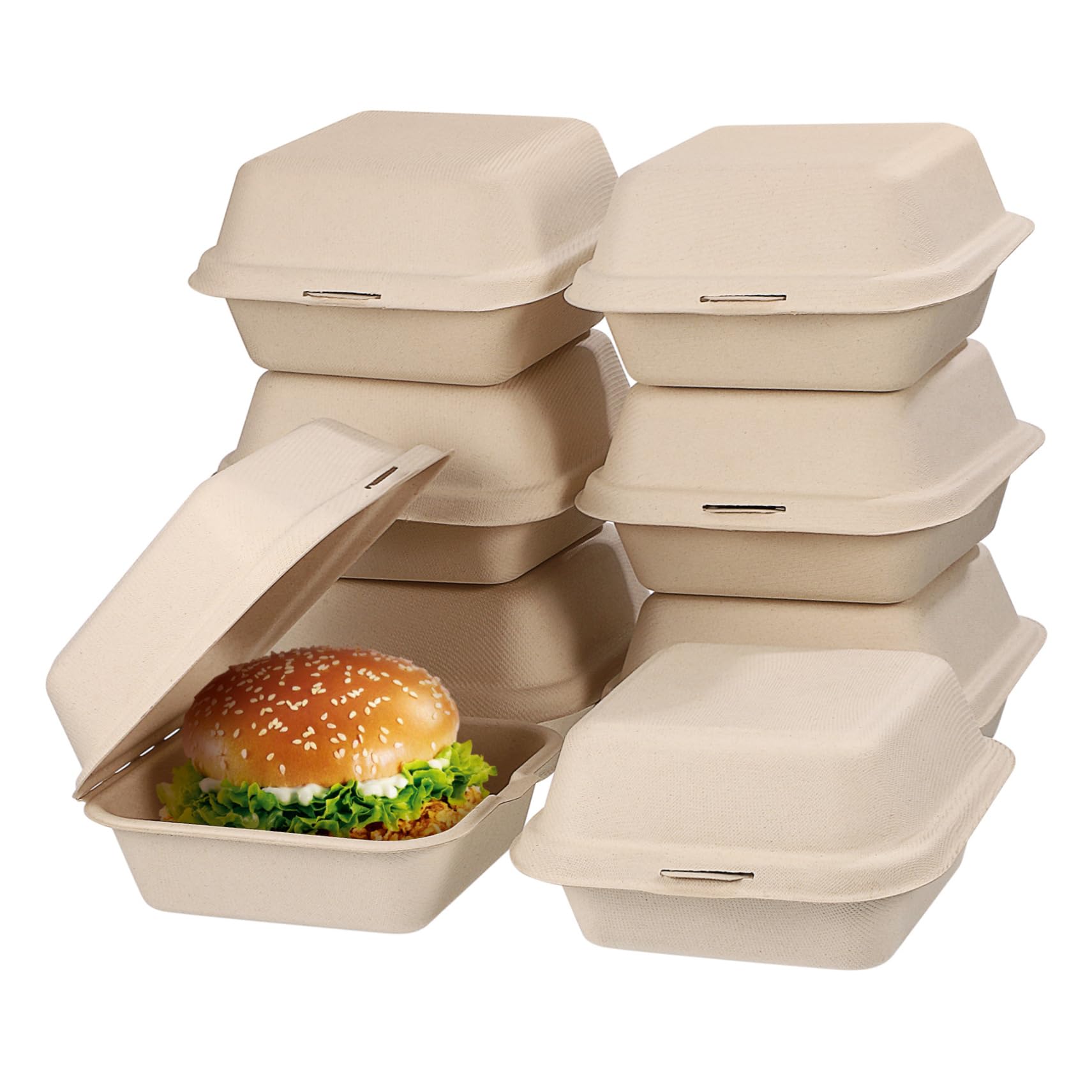 LALADEFIEE 30pcs Takeaway Food Box Meal Prep Containers Recyclable Cane Syrup Material Safe Direct Food