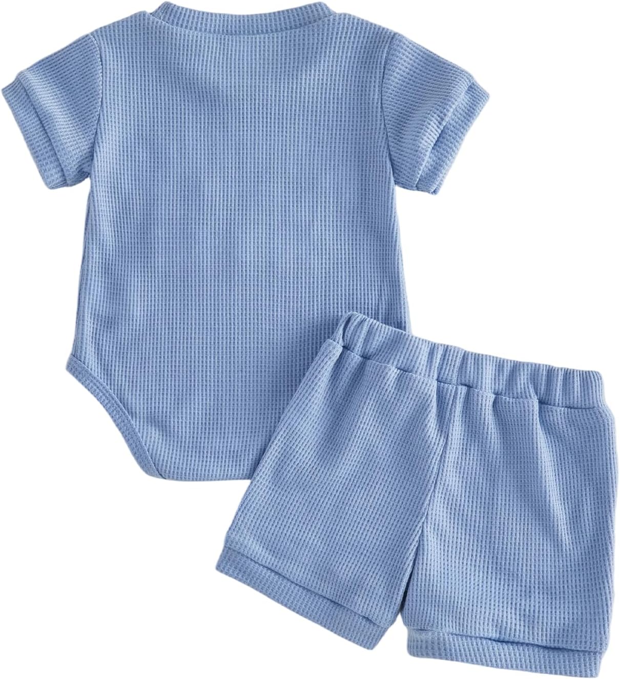 Aunties Little Homie Baby Clothes Newborn Boy Short Sleeve Letter Romper and Waffle Shorts Sets 2Pcs Summer Outfit image 4