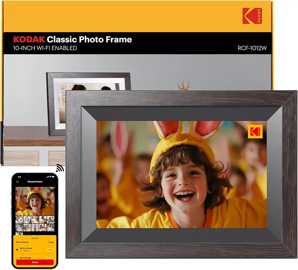 KODAK - Moldura digital WiFi de 10,1 polegadas com armazenamento de 32 GB, moldura eletrônica digital inteligente com tela sensível ao toque de 1280 x 800 IPS, rotação automática, compartilhamento