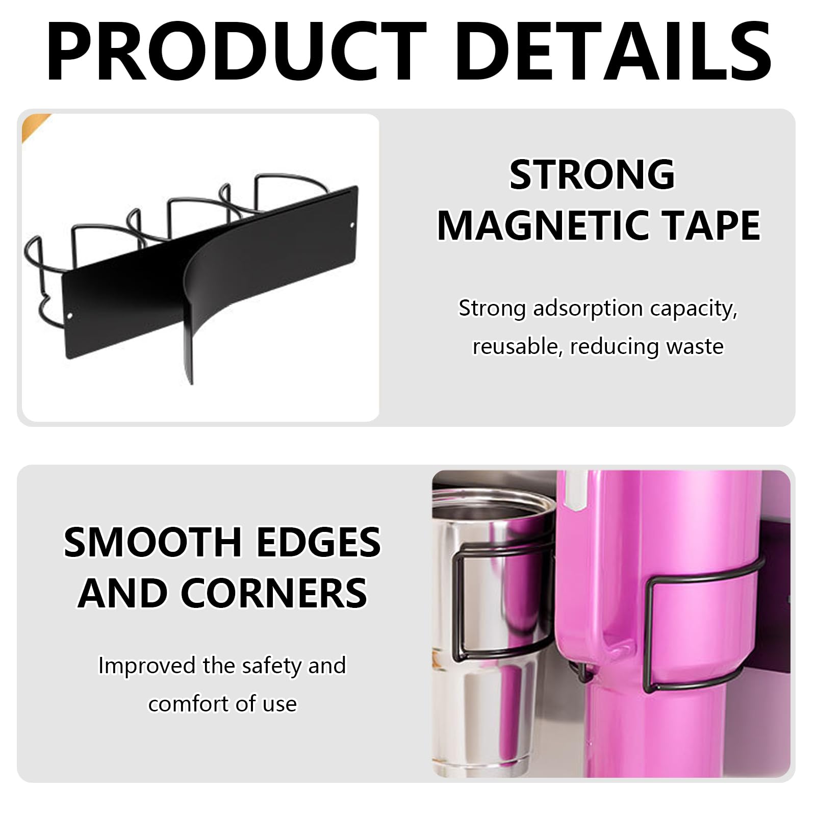 Magnetischer Stanley-Becher Organizer Set – 3-teilig, Hält Bis Zu 6 Tumbler & 5 Deckel, Für Kühlschrank & Wand, 122 Ml