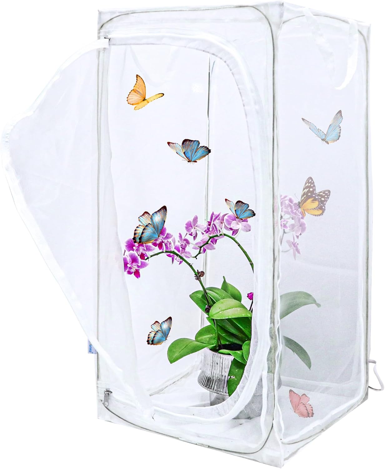 Large 30" Monarch Butterfly Cage - Heavy Duty Collapsible Mesh Habitat with Zipper Guard, Outdoor Pop-Up Enclosure for Raising Caterpillars & Releasing Butterflies