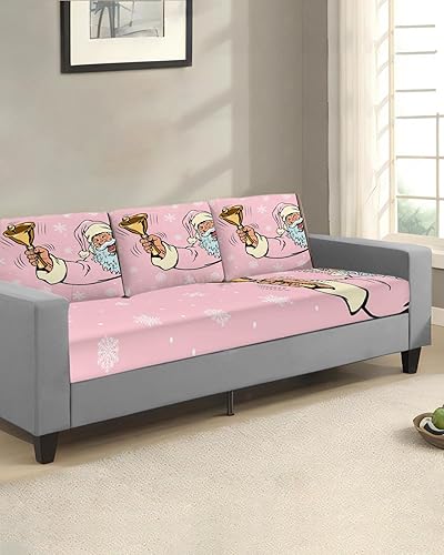 Miniatura 2 de Wowouhiya Fundas de cojín para sofá de Navidad, funda elástica para sofá con parte inferior elástica, diseño de copos de nieve de invierno, fundas