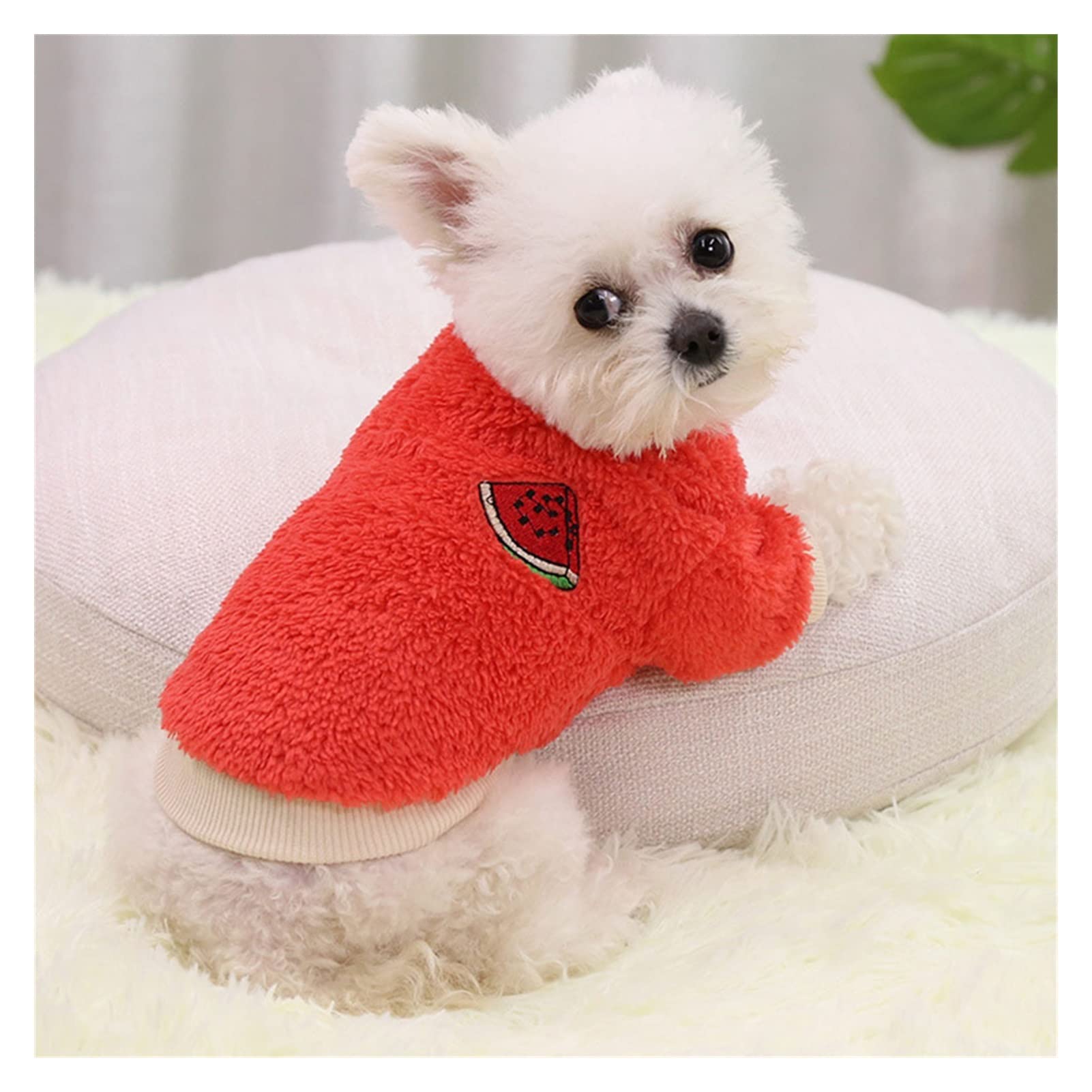 Polaire pour petit chien rouge taille M isolante et anti-froid à motif