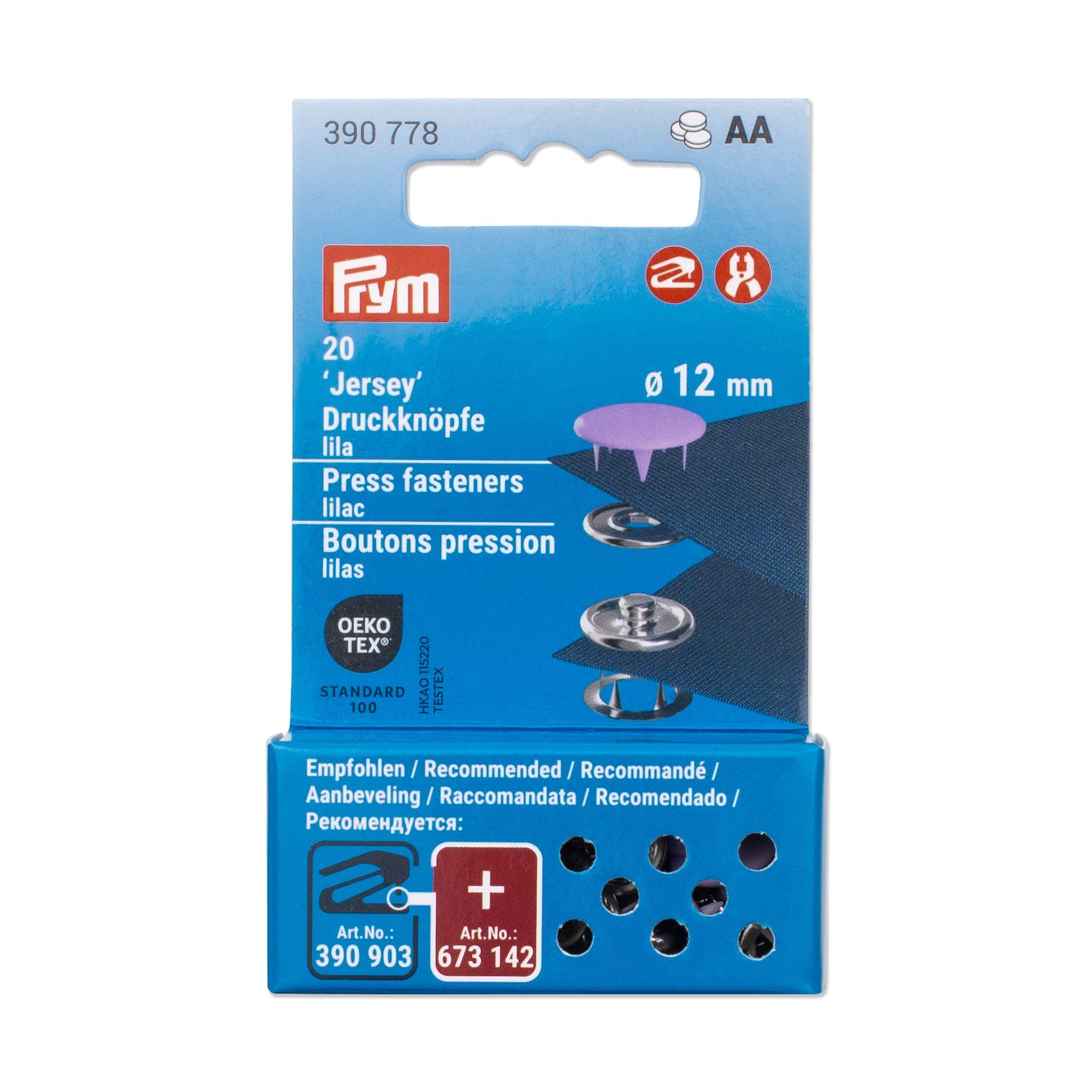 Prym 390778 12mm Jersey Poppers Purple Compatible with Vario Creative Tool, 12 mm